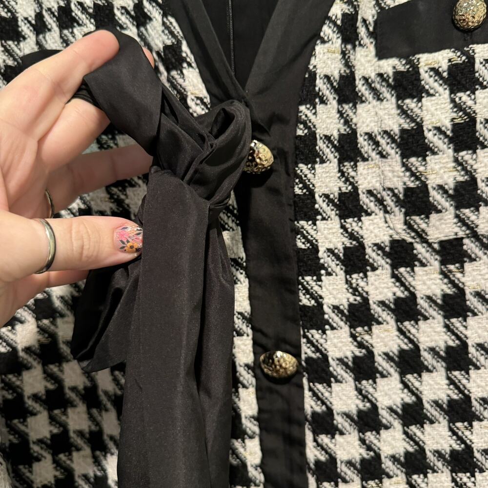 Tuckernuck Pomander Place Coco Tweed Bow Dress Black White NEW Size Large - Picture 5 of 10